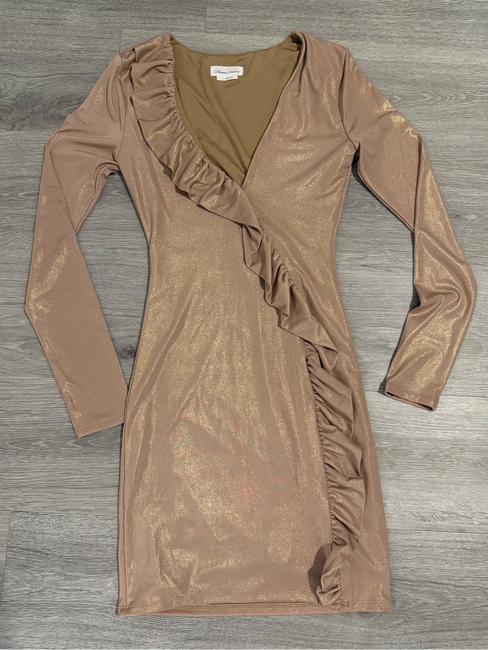 Lovers + Friends Shimmery Ruffle Wrap Dress